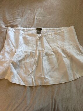 Macy's White Linen Mini Skirt